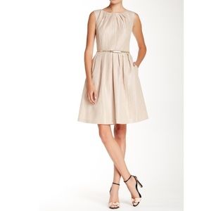 Ellen Tracy Sleeveless Beige Shimmer Dress